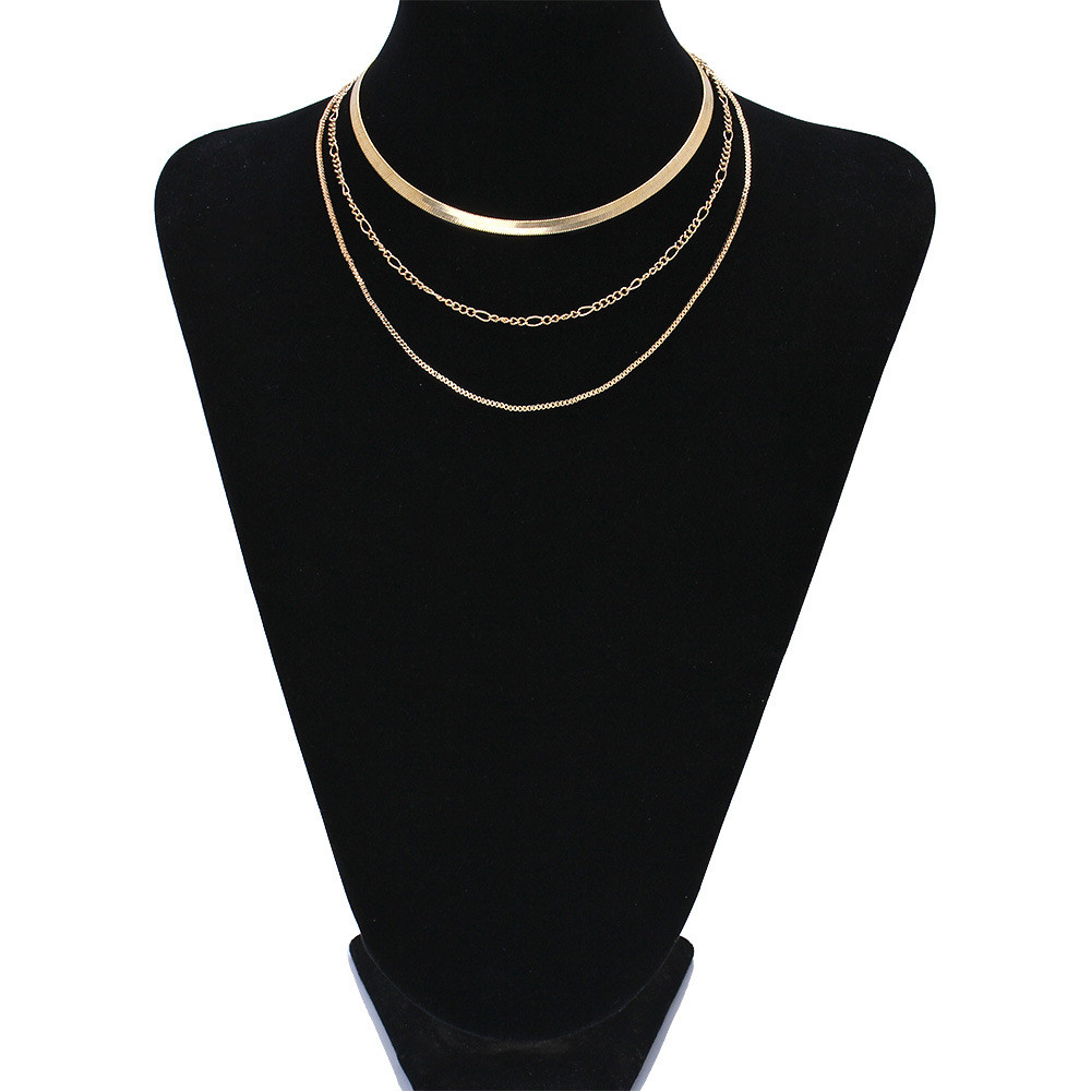 【COD Tangding】Geometric Exaggeration Multi-layered Necklaces Women Fashion Punk Pop Short Choker Necklaces