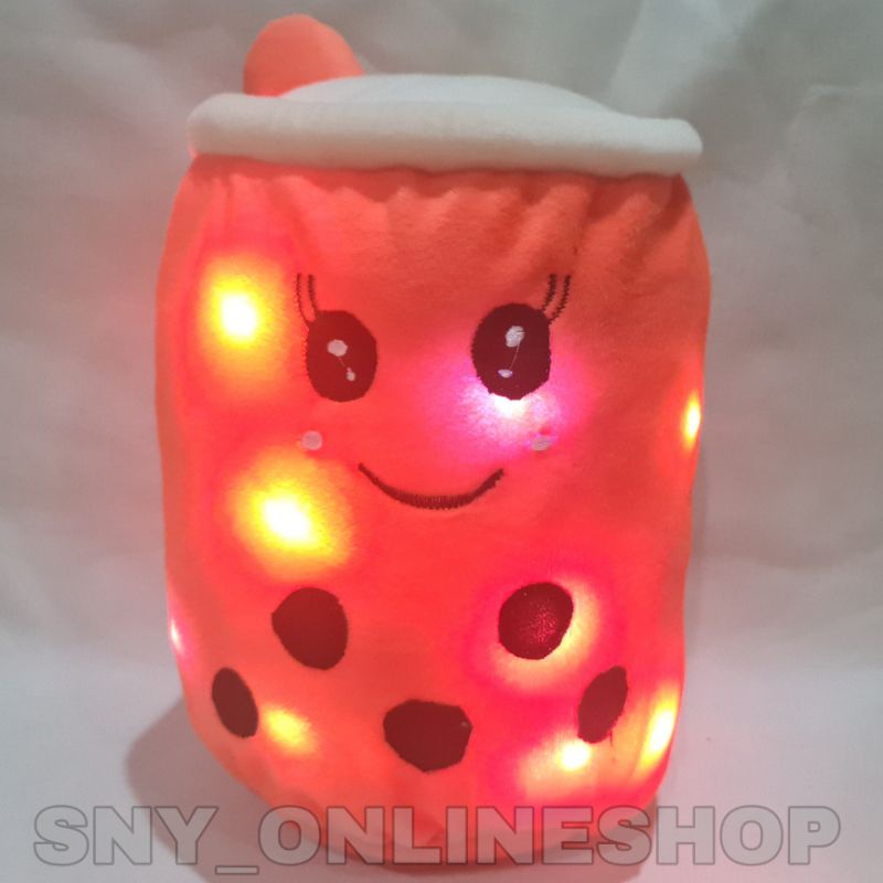 Boneka Boba / Minuman Boba / Bantal Boba Orange LED 3 Mode 35cm L