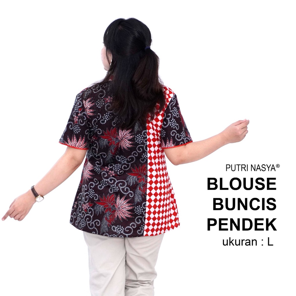 Putri Nasya - Blouse Big Size Batik Atasan Pendek Ukuran M,L,XL,2L,3L,4L,5L,6L,7L