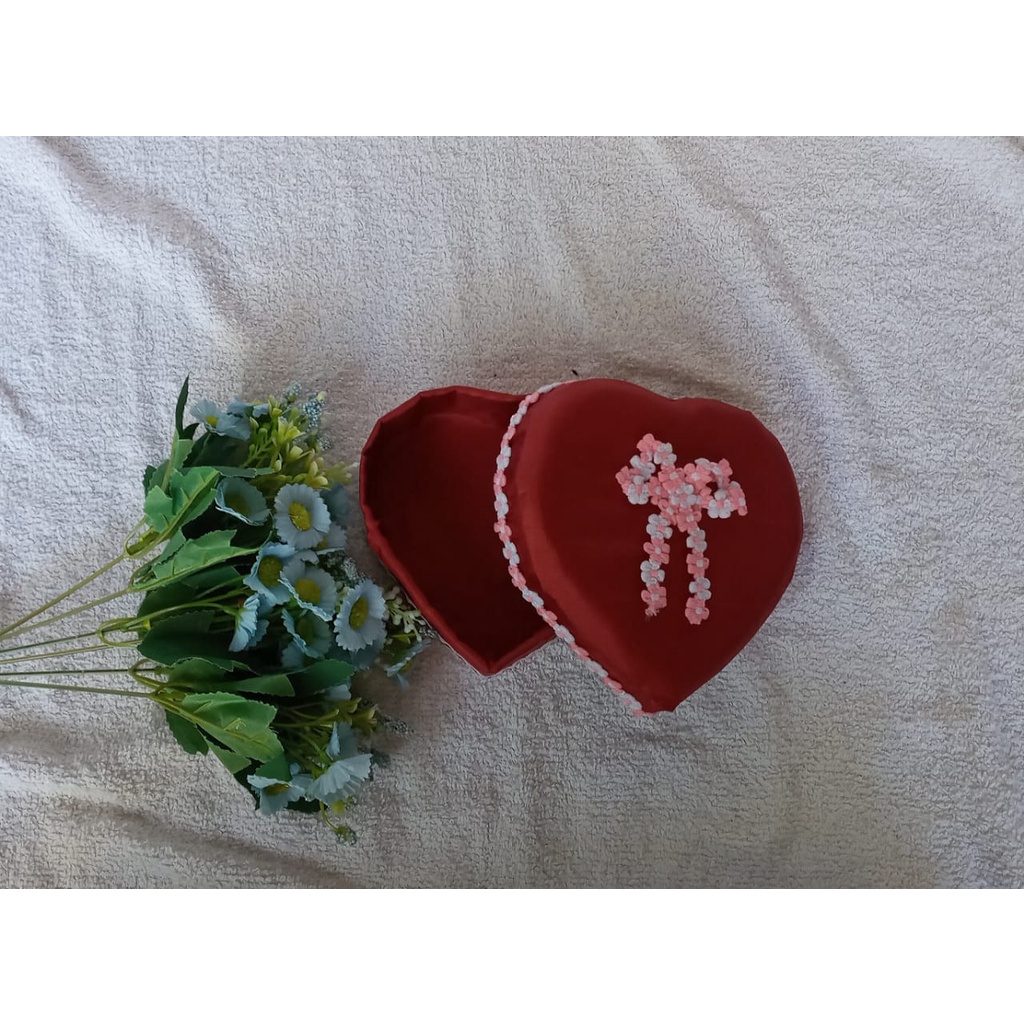 BEST PRODUCT KOTAK HANTARAN,KOTAK PERHIASAN CANTIK, kotak perhiasan kain love maroon unik murah