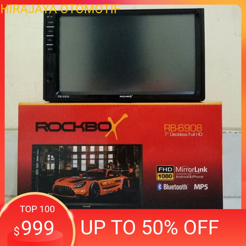 Head unit double din rockbox rb-6908 deckless rockbox rb-6908