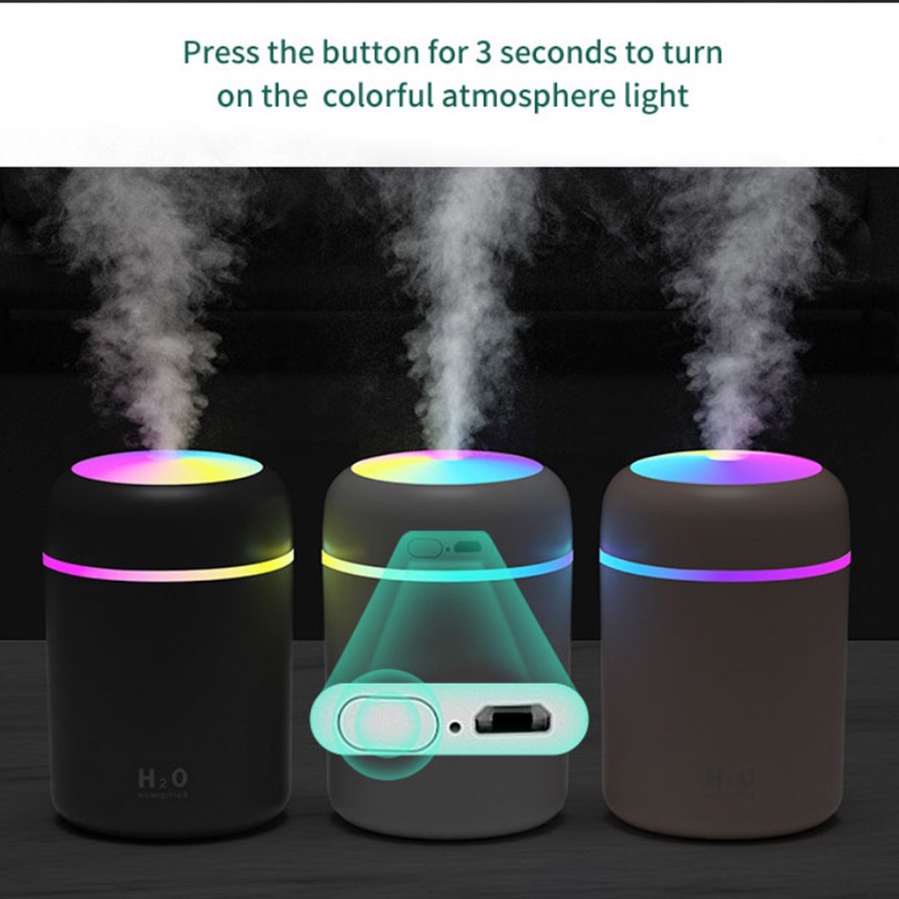 Humidifier Diffuser Berwarna-Warni LED Light Hening Purifier Pelembab Udara 300ML-6