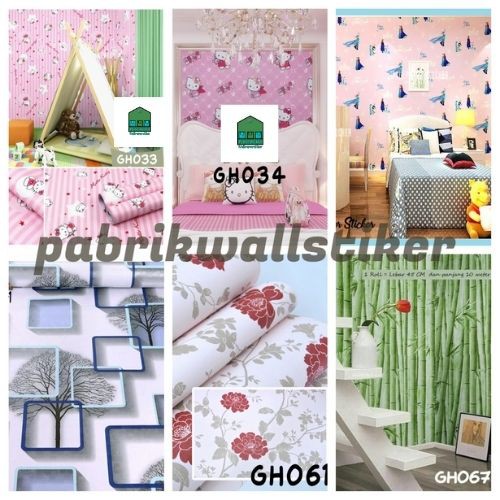 Wallpaper stiker dinding dapur wallpaper dekorasi dinding dan hiasan dinding motif karakter dan bambu ukuran 45cmx9meter