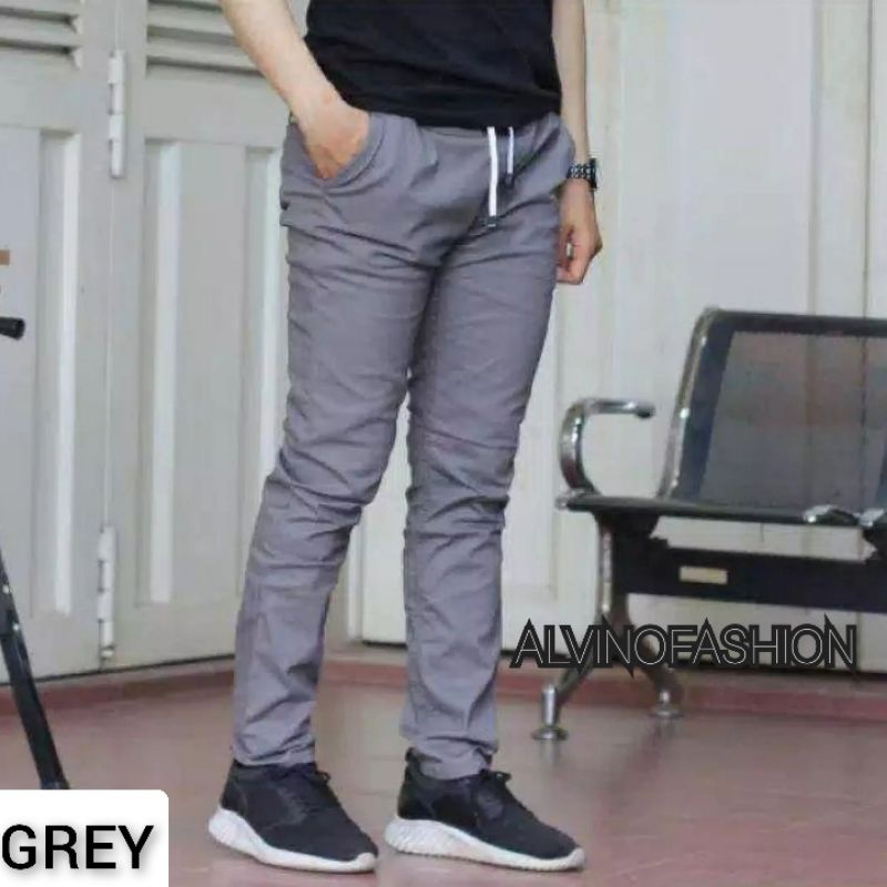 Celana Panjang Reguler Chino/Cino/Chinos Pria/Cowok Standar - Krem(Cream)/Abu(Grey)/Moca(Moca)