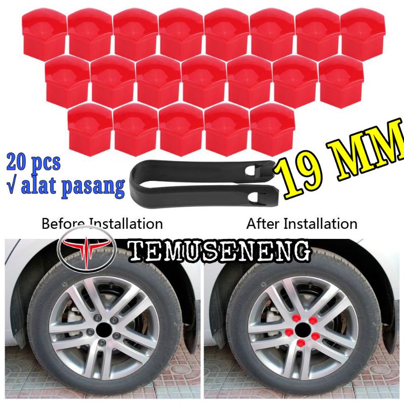 Ukuran 19 Mm Cover Baut Mobil 1 Set Isi 20 Velg Mobil Tutup Baut Cover Lugnuts Bahan Plastik