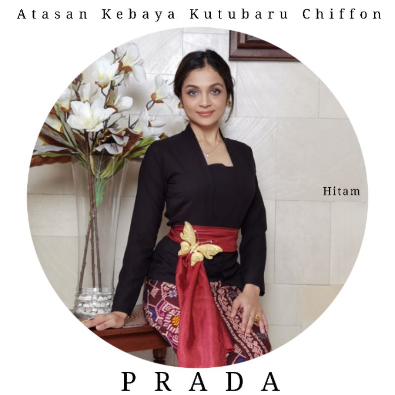 Atasan Kebaya Kutubaru Bali Lengan Panjang Chiffon Prada