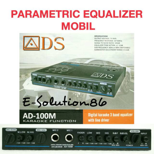 Parametric Equalizer Mobil ADS PreAmp Karaoke Parametrik Mobil Subwoofer Treble Control Socket Mic