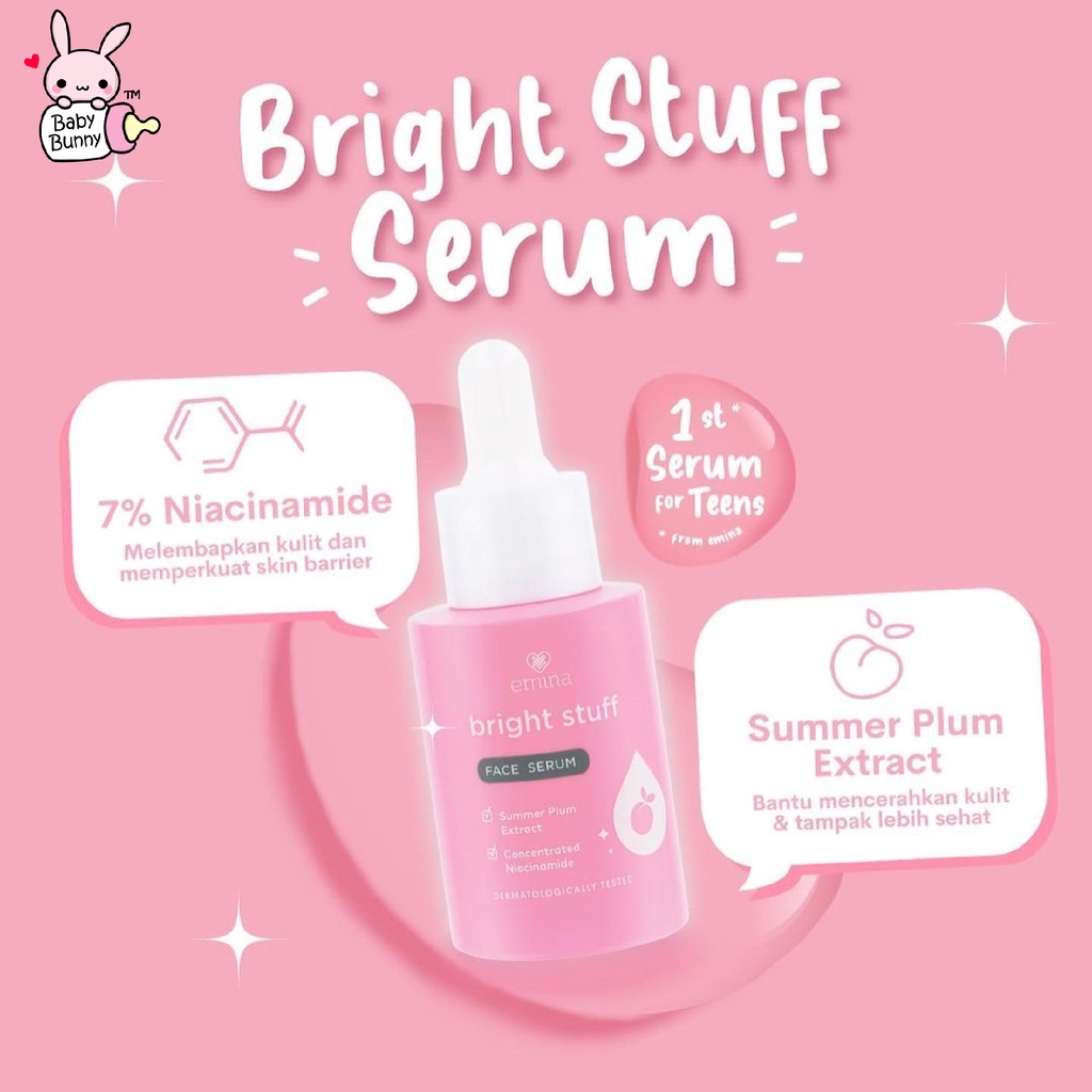 ❤ BELIA ❤ EMINA Bright Stuff Series | Acne Prone | Face Wash Scrub Whip Foam | Toner | Moisturizer | Tone Up | Serum Wajah | Sheet Mask | Loose Powder