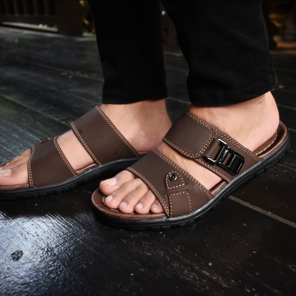 L- track / sandal kulit pria / Sandal L-track DAVIS 06 / ORIGINAL 100%