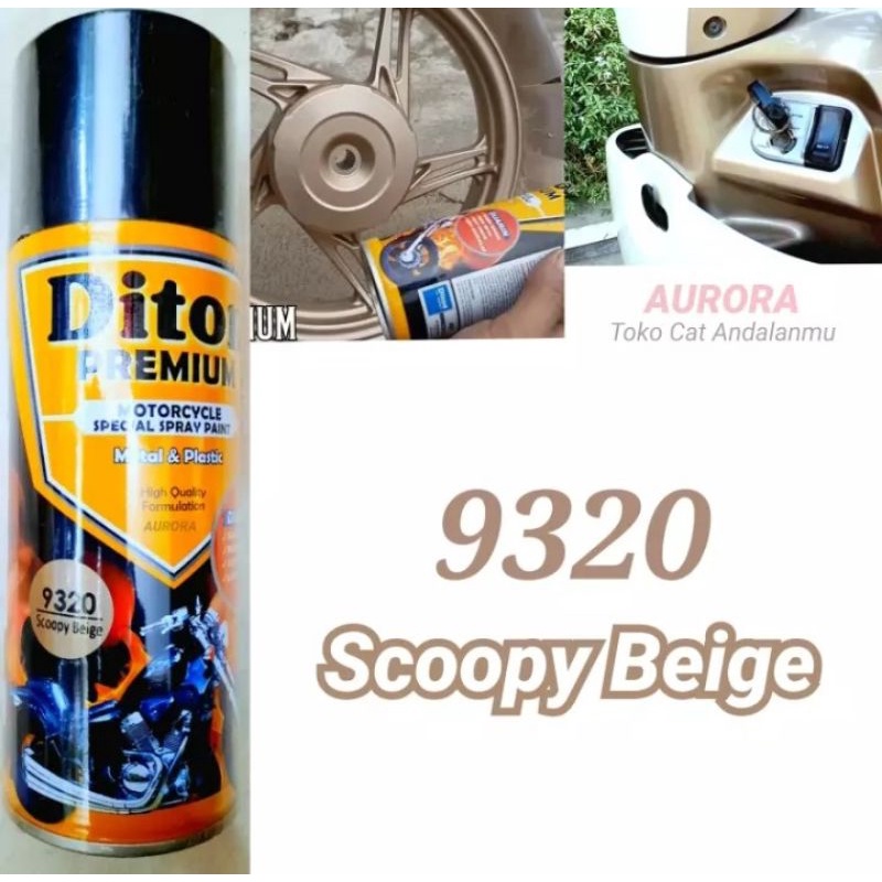 Pilox Scoopy Beige 9320 Diton Premium Coklat Muda Metallic Metalik Cat Mobil Motor Tahan Bensin 400c