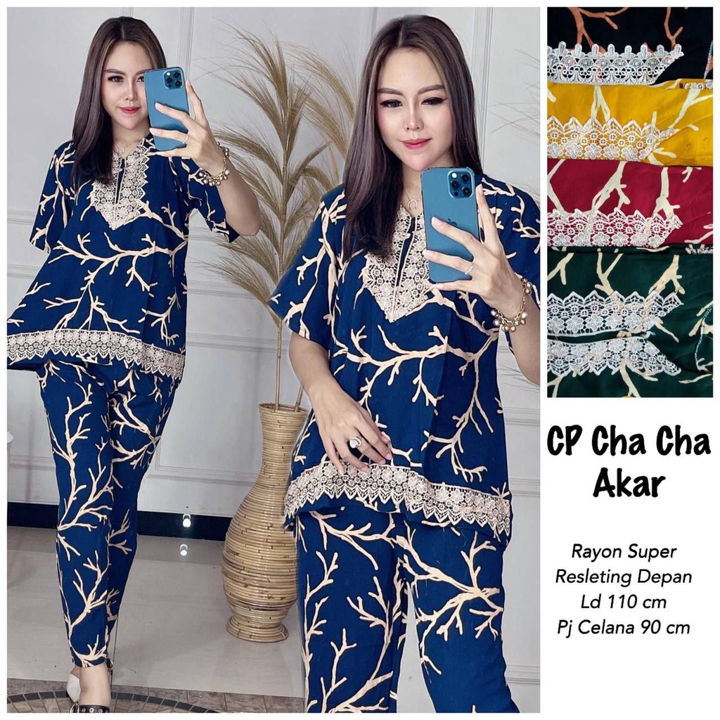 Setelan Renda One Set Rayon Setcel Panjang Wanita Remaja Daily Baju Fashion Muslim Kekinian