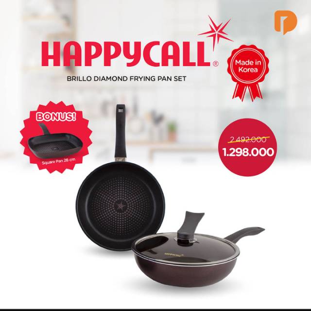 Hapoy Call Brillo Diamond Frying Pan Set//Alat masak