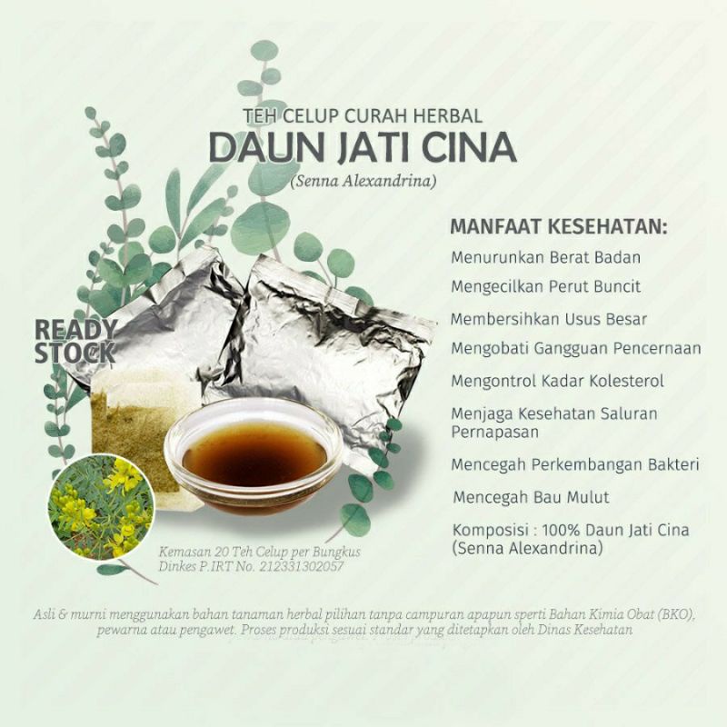 

Teh Celup Herbal Daun Jati Cina Sena Fan Xi Ye Senna Alexandria Diet Menurunkan Berat Badan peluruh Lemak