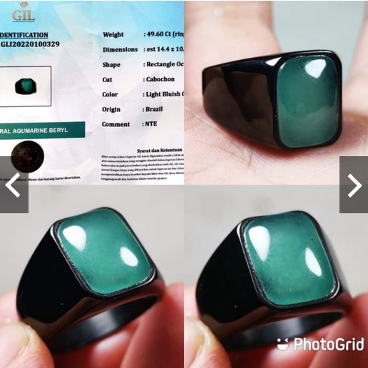 Batu akik natural Green aquamarine beserta memo