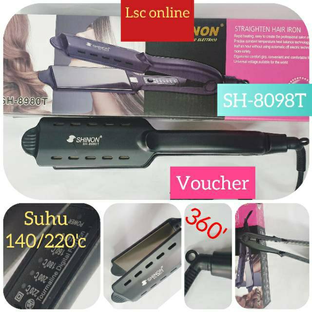 Catok Rambut shinon suhu Terlaris 8980T plat lebar alat catokan Murah rebonding lurus catok 2in1