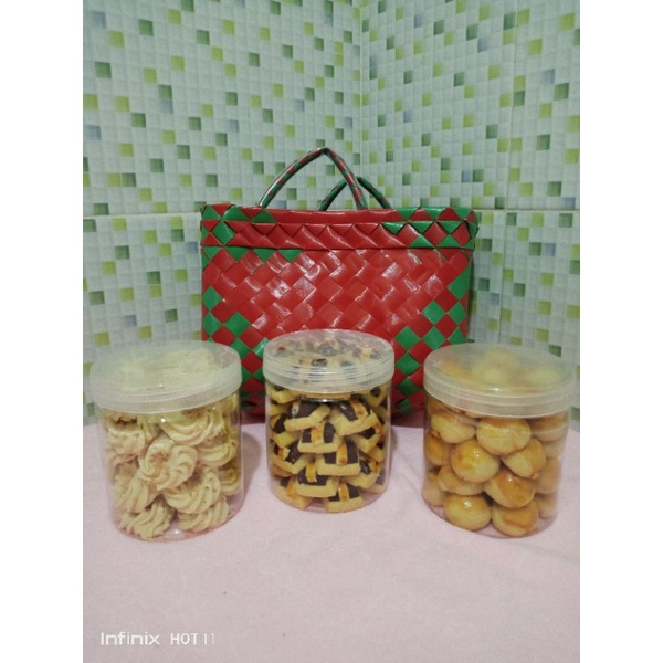 

paket hamper kue kering 3 toples tabung bebas pilih variant