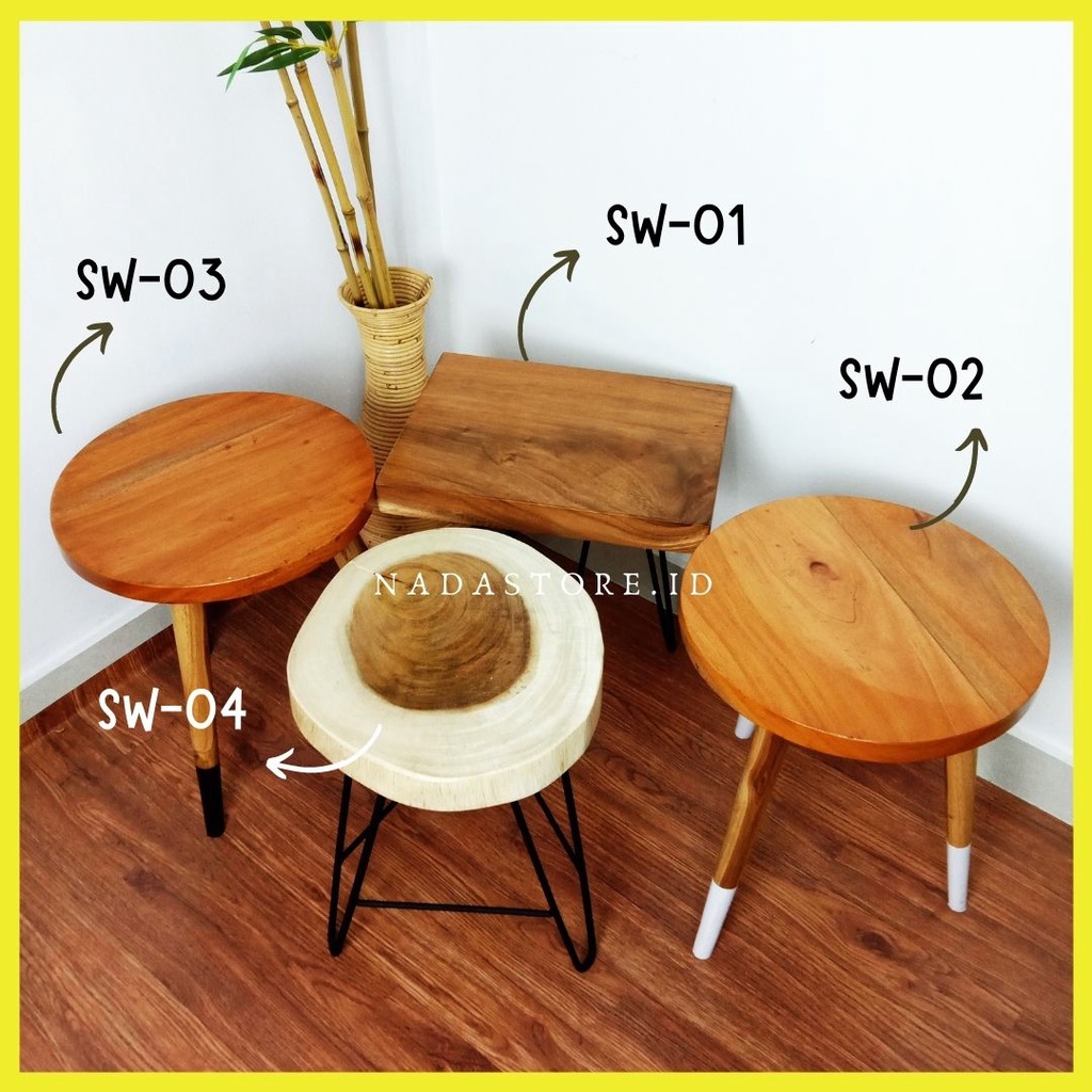 WOODEN STOOL / STOOL KAYU / MEJA KAYU AESTHETIC / MEJA CAFE RUSTIC BERBAGAI MODEL