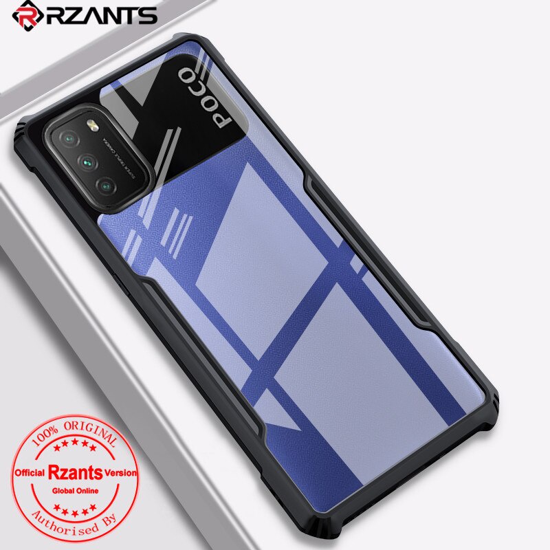 Case XIAOMI POCO M3 Armor Fushion Transparent Casing + Tempered Glass Full Layar dan Skin Carbon