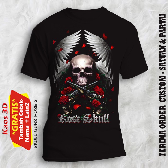 Tshirt seram SKULL GUNS ROSE / kaos gambar Hantu seram