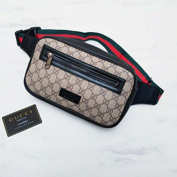 GUCCI Metallic Cracked Calfskin Belt Bag Gold Black 1151258