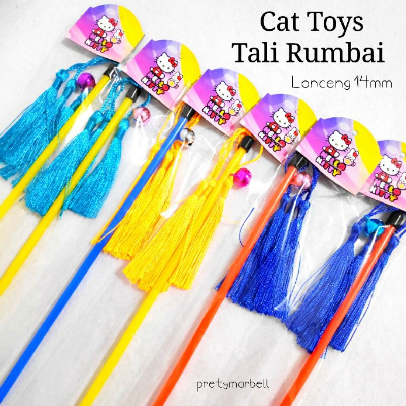 Cat Toys Stick Mainan  Kucing Tali Rumbai Lonceng 14mm