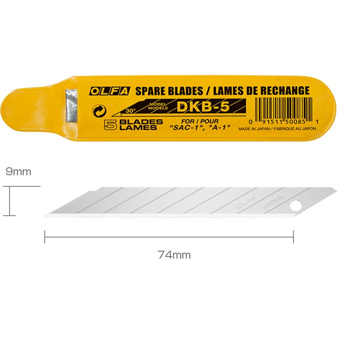 

OLFA DKB-5 Refill Pisau Cutter 9 mm (5 pcs/pack) Spare Blade 9mm For SAC-1 A-1