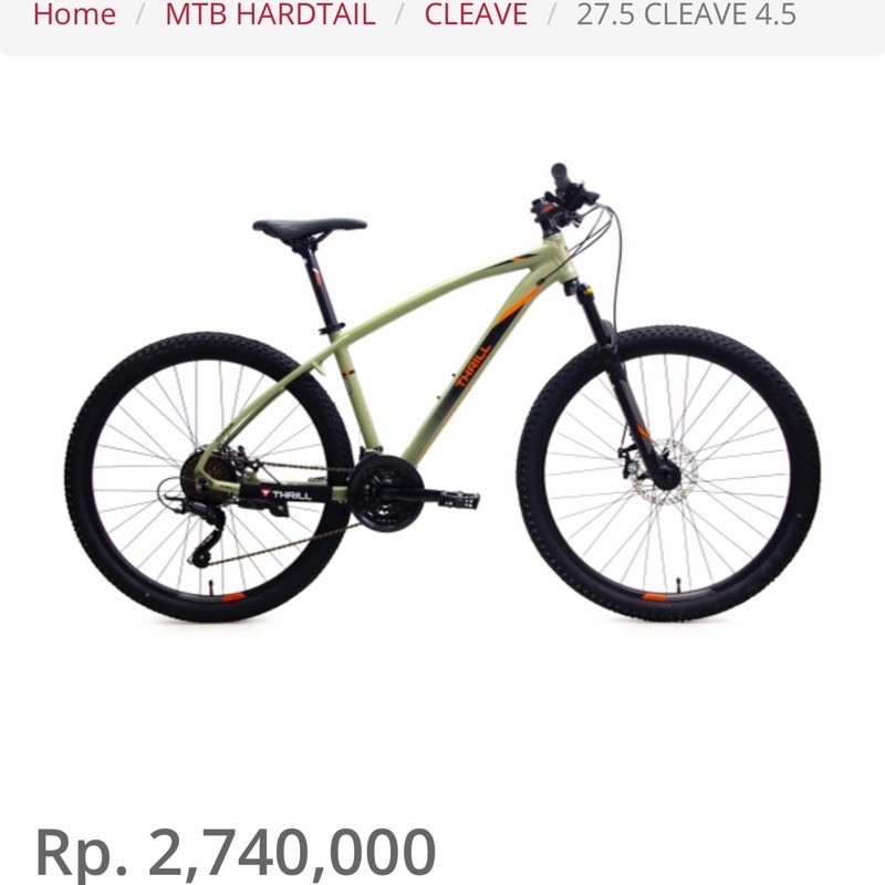 27.5” Thrill Cleave 4.5 3x7Sp Disc brake fork lock