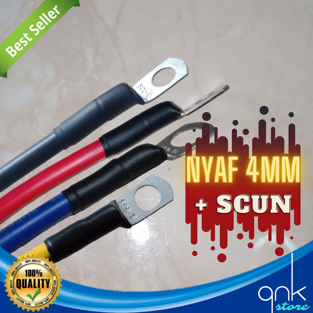 Kabel NYAF 4mm Plus 2 Skun M6 Tembaga Putih Kabel Grounding Kabel Negatif Kabel Massa