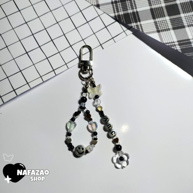 Beads keychain manik custom / keyring gantungan kunci / gantungan handphone /phone strap / phone hoo