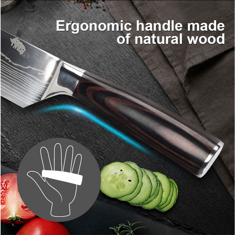 XITUO Pisau Dapur Baja 7CR17 kualitas Tinggi Super tajam Profesional  XITUO Stainless Steel Kitchen Knives Japanese Damascus Pattern Chef Knife Sets Cleaver Paring Santoku Slicing Utility Tool Qing High Quality Japanese Kitchen Knives Cutlery Set Stainles