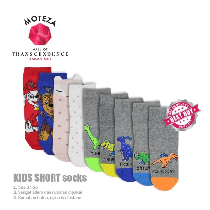 Moteza Kaos Kaki Anak Pendek Short / Panjang Long / Olahraga Sport Socks - Premium size 23-26