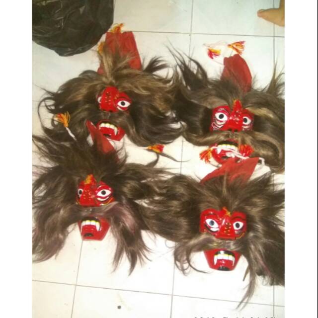 Topeng bujang ganongan sintetis rambut tebal