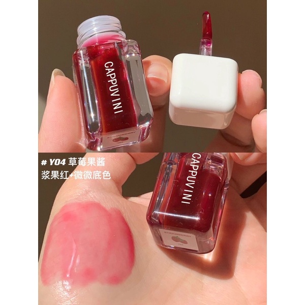 GOS - CAPPUVINI Crystal Lip Oil LipGloss Transparant - Lip Oil Minyak Bibir Melembabkan Bibir - Lip Care Waterproof Glossy Lip Plumper