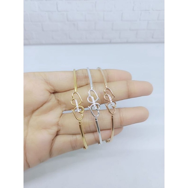 GELANG BANGLE PIPA LOVE DOUBLE MP / GELANG PERAK ASLI SILVER 925 LAPIS EMAS/ GELANG FASHION TERBARU