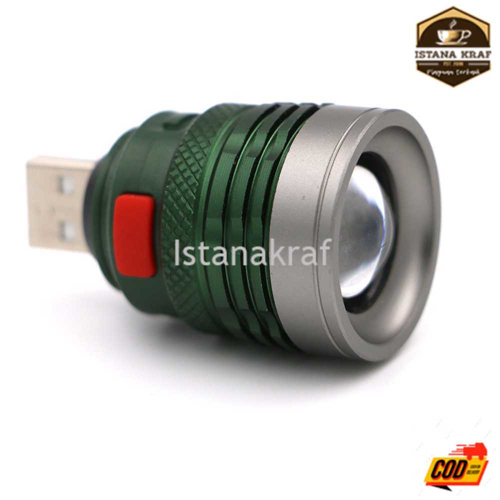 Senter LED USB Zoomable Mini Handy Flashlight 800 Lumens