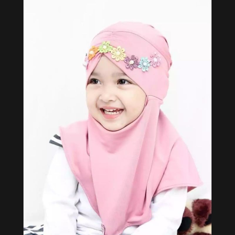 Jilbab Melati Anak Instan 0-3 Tahun Jersey Ballon Premium |Hijab Bayi Tk Lucu |Kerudung Sekolah Baby Perempuan Newborn