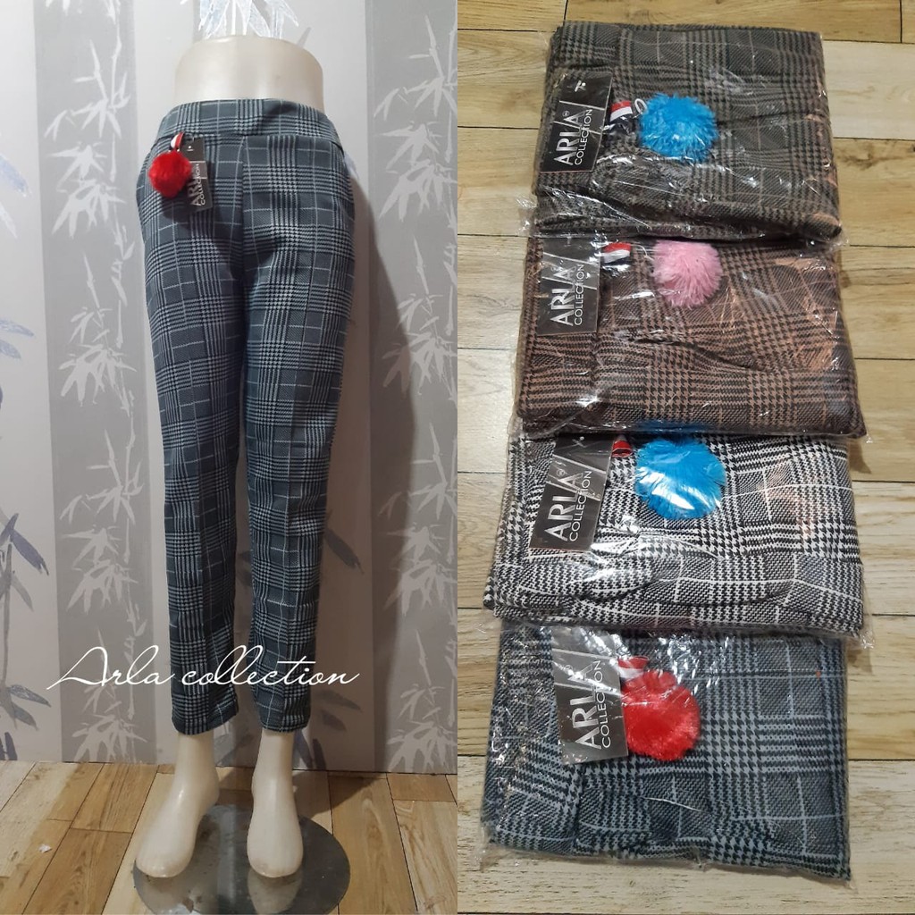 CELANA CREP MOTIF KOTAK TALI // LUNA PANTS KOTAK PANJANG