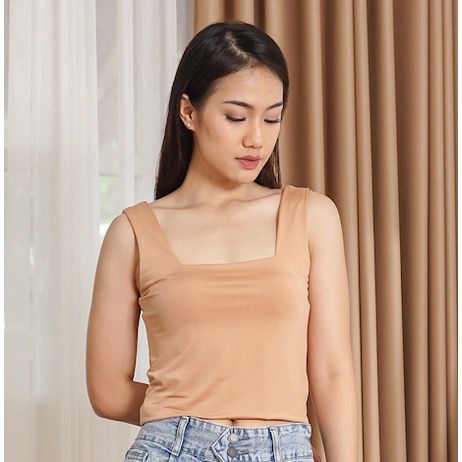 Tanktop crop jersey Premium jersey melar ukuran wanita remaja korea korean inner tengtop putih