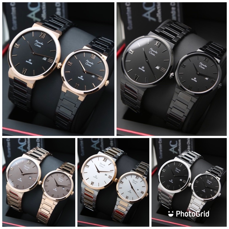 jam tangan couple alexander cristie original ac8564 model kaca shapire