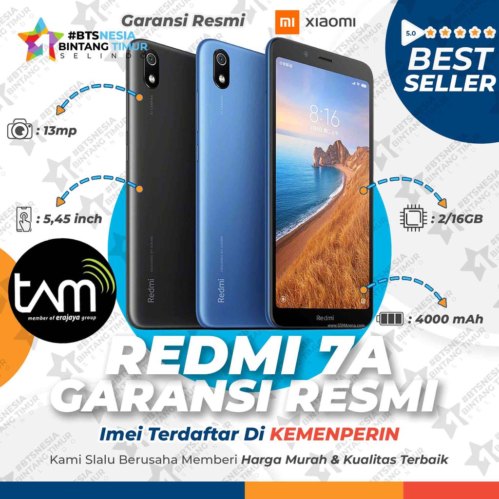 XIAOMI REDMI 7A 2/16 GB GARANSI RESMI XIAOMI 1 TAHUN | Shopee Indonesia