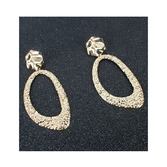 LRC Anting Tusuk Fashion Golden Hollow Geometric Irregular Bump K24264