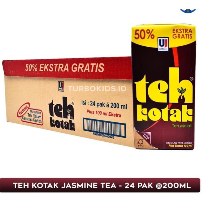 

Teh kotak 200ml bonus 100ml isi 24 pcs (Grab and gojek only)