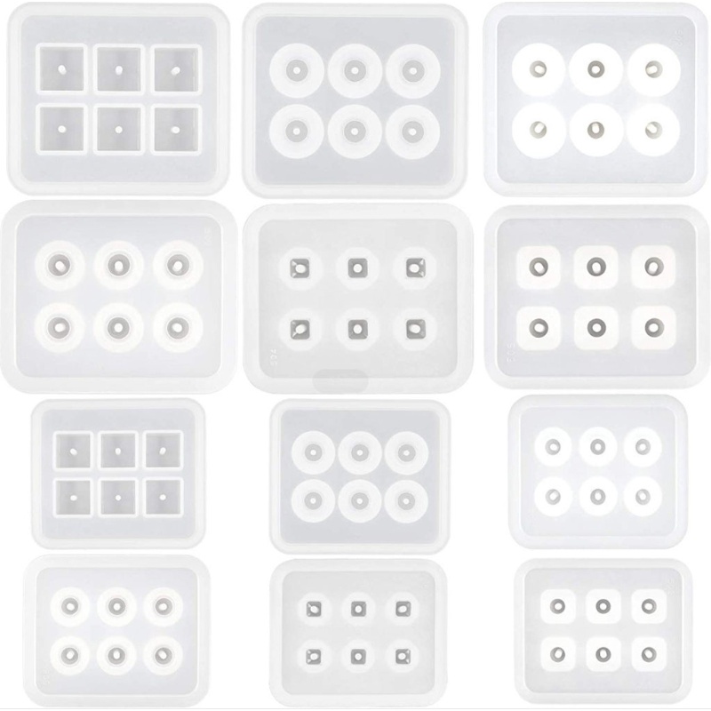 SIY  12Pcs All Size Round Square Roundle Beads Resin Mold Gemstone Beads Resin Molds