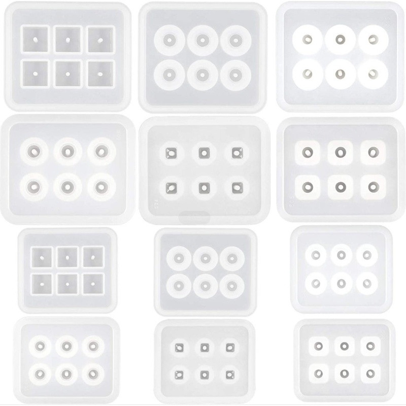 SIY  12Pcs All Size Round Square Roundle Beads Resin Mold Gemstone Beads Resin Molds