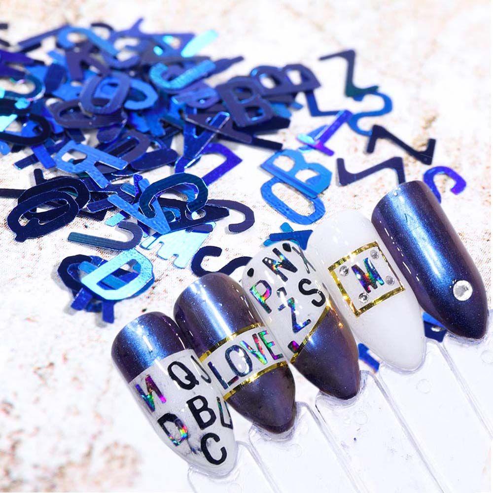 AUGUSTINA Agustina Stiker Kuku 3D Pesona 6kisi Dekorasi Nail Art Manicure Aksesoris 26al Inggris Hiasan Nail Art Kuku Paillettes Set