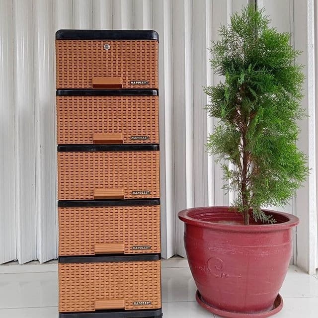 LEMARI LACI ROTAN PLASTIK PAKAIAN NAPOLLY SUSUN 5 KUNCI