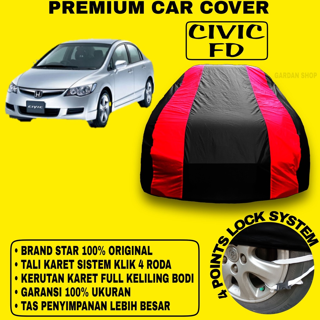 Body Cover CIVIC FD Sarung Strip MERAH Penutup Pelindung Bodi Mobil Civic Fd Anti Air PREMIUM Cover