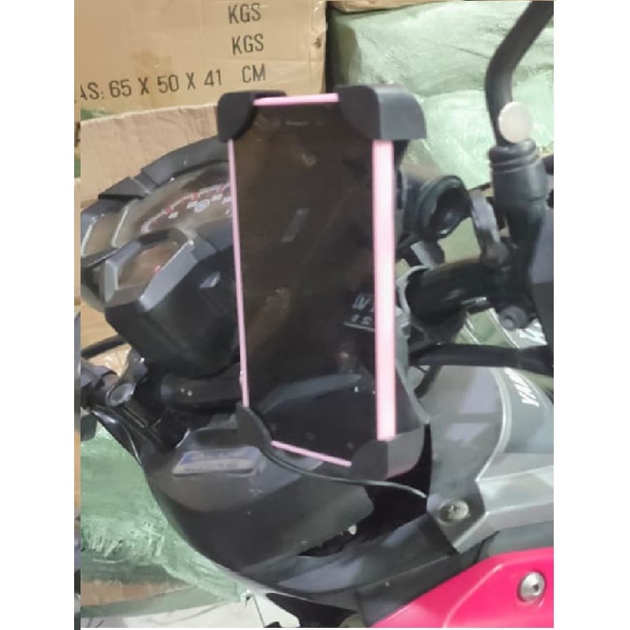 Holder HP Stang Motor Charger USB Phone Holder Stang dan Spion Motor