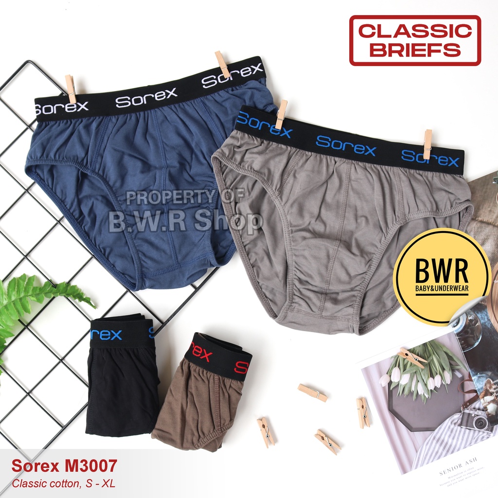 [ Ecer ] CD Sorex M3007 / Celana Dalam Pria Karet Tebar Classic Cotton Briefs | Bwr