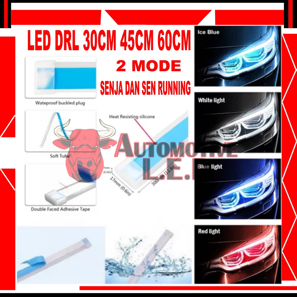 ORIGINAL LAMPU ALIS SLIM 30 CM LAMPU ALIS GEPENG 30 CM | LAMPU DRL SLIM | ALIS LAMPU MOTOR ALIS TIPIS  DRL Fleksibel Headlamp Waterproof 30 Cm  I Drl Fleksibel I Lampu Led Drl